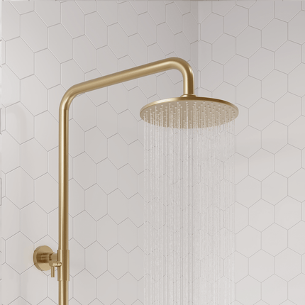 Douche pluie avec mitigeur thermostatique - doré brossé - Aurelia