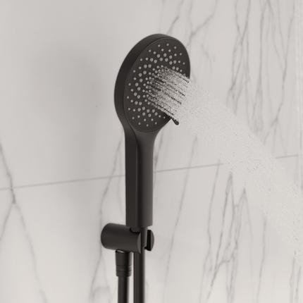 Kit de douche encastré finition noir mat avec pomme de douche pluie 30 cm - Caesar