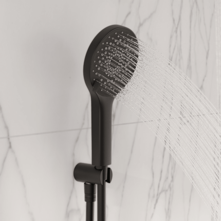 Kit de douche encastré finition noir mat avec pomme de douche pluie 30 cm - Caesar