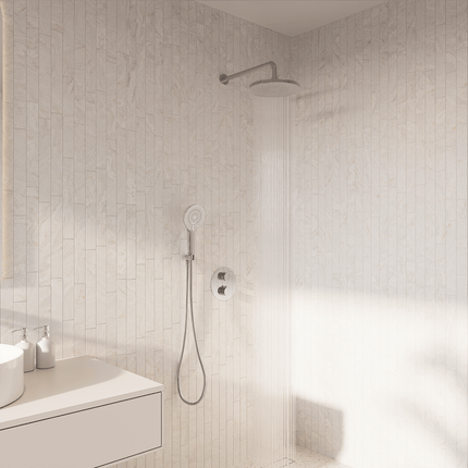 Douche encastrée chrome avec tête pluie - 30 cm - Cassia
