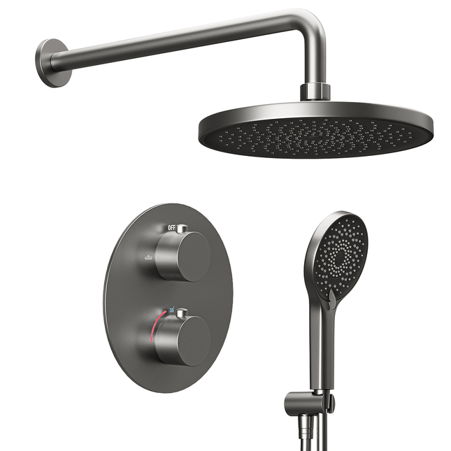 Douche encastrée finition Gun Metal - 30 cm - Cyra