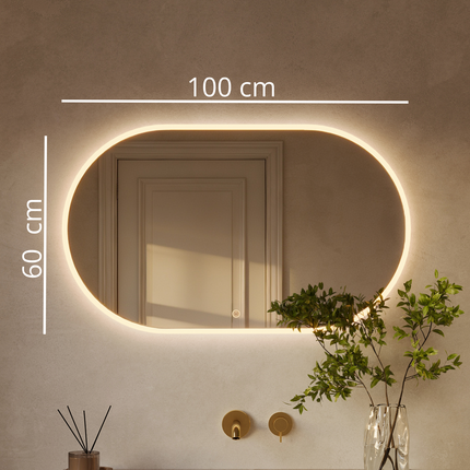 Miroir de salle de bains design avec éclairage LED - 100 cm - Genua
