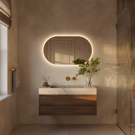 Miroir de salle de bains design avec éclairage LED - 100 cm - Genua