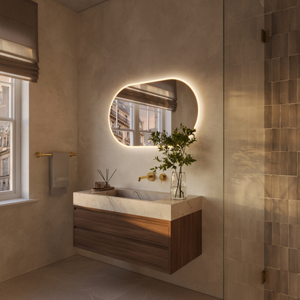 Miroir de salle de bains design avec éclairage LED - 100 cm - Genua