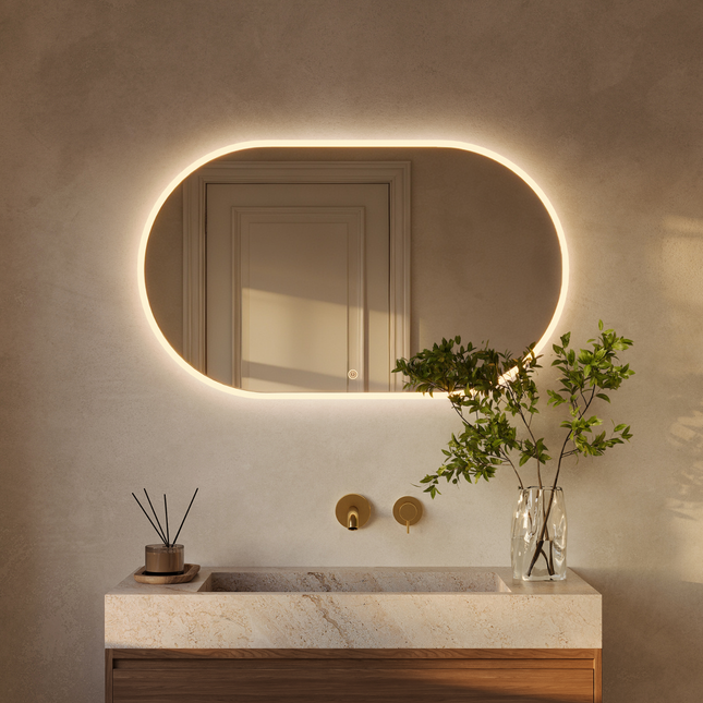 Miroir de salle de bains design avec éclairage LED - 100 cm - Genua