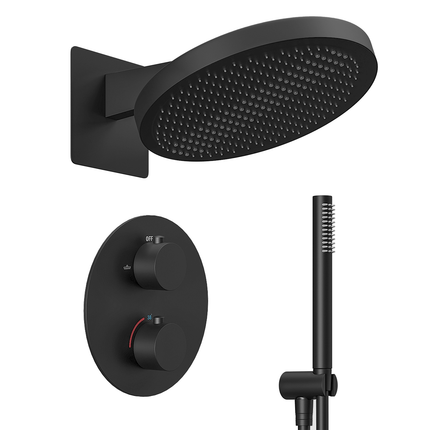 Kit de douche encastré design noir mat - 30 cm - Lunar
