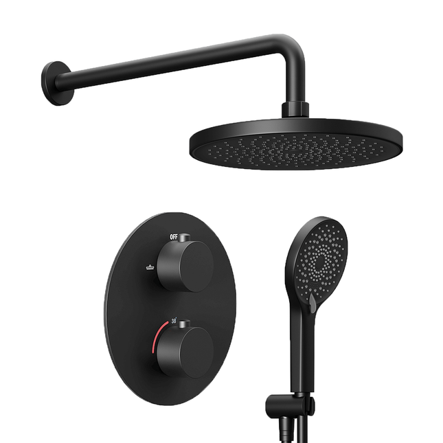 Douche encastrée finition noir mat - 30 cm - Vayne