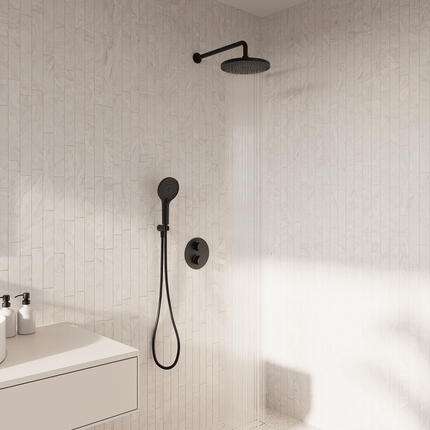 Douche encastrée finition noir mat - 30 cm - Vayne