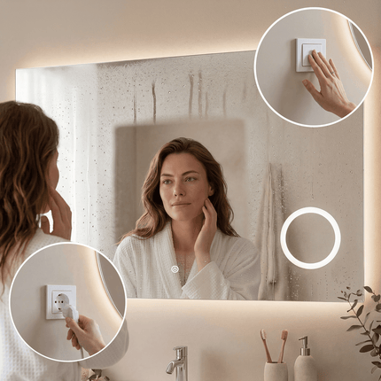 Miroir de salle de bain anti-buée avec éclairage LED modulable - 100 x 60 cm - Marseille
