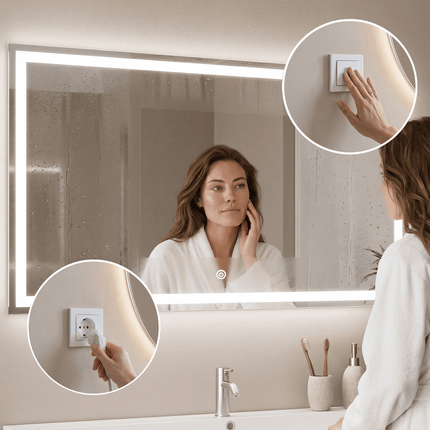 Miroir LED chauffant anti-buée - 120 cm - MEMPHIS