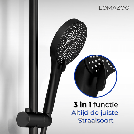 Set de douche thermostatique avec mitigeur en laiton - noir - Lando