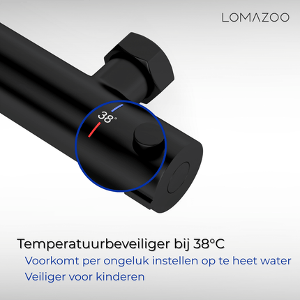 Set de douche thermostatique avec mitigeur en laiton - noir - Lando