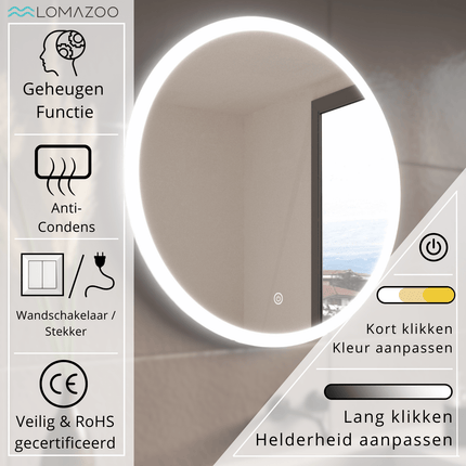 Miroir de salle de bain LED avec fonction anti-buée - blanc - 80 cm - Oslo