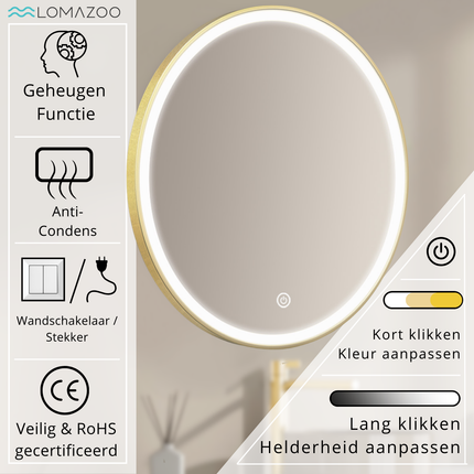 Miroir rond LED avec fonction anti-buée - 100 cm - SOHO