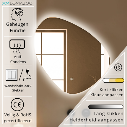 Miroir de salle de bain design avec éclairage LED et fonction anti-buée - 80 x 80 cm - Zürich