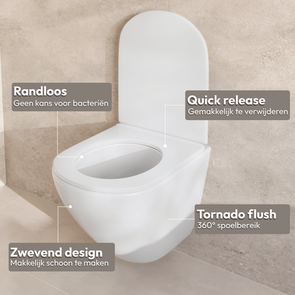 Toilette suspendue rimless avec abattant softclose - blanc - LINEA