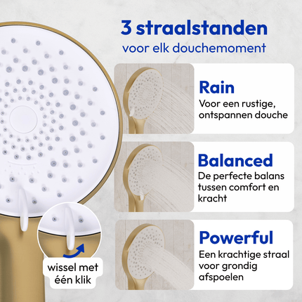 Douche encastrée finition or brossé - 30 cm - Mistral