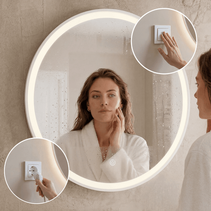 Miroir de salle de bain LED avec fonction anti-buée - blanc - 80 cm - Oslo