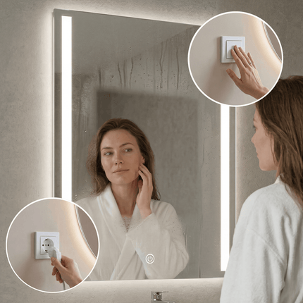 Miroir de salle de bains LED réglable avec fonction anti-buée - 60 cm - Phoenix