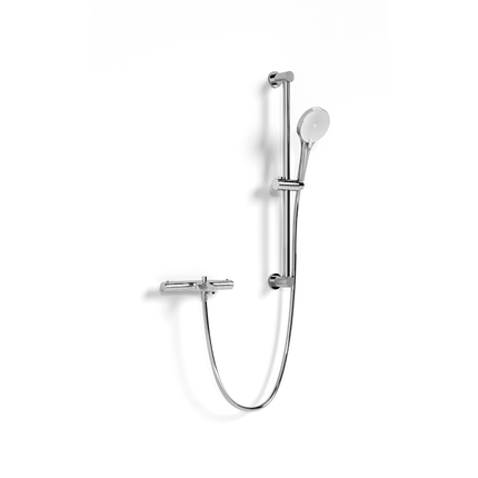 Mitigeur thermostatique baignoire avec douchette - chromé - 15 cm - Selvo