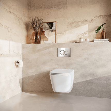 Toilette suspendue sans bride avec réservoir encastré - blanc - Linea