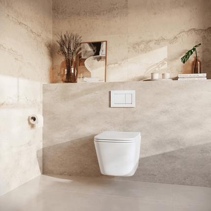 Toilette suspendue sans bride - design carré - blanc - LINEA