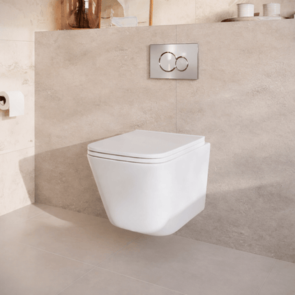 Toilette suspendue sans bride avec réservoir encastré - blanc - Linea