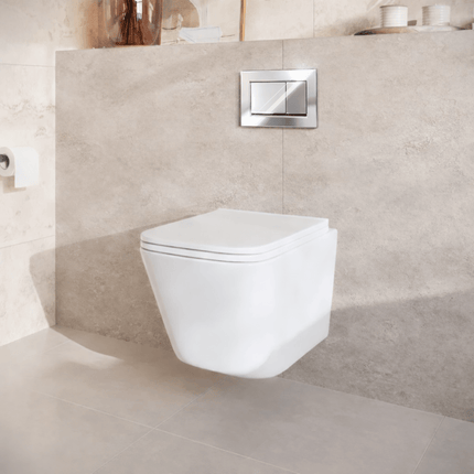 Toilette suspendue design avec réservoir encastré - Blanc - Linea