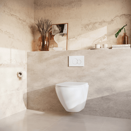 Toilettes suspendues sans bride avec réservoir encastré - Blanc - Linea