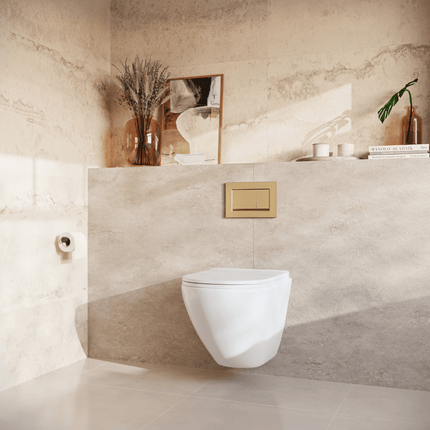 Toilette suspendue avec réservoir encastré et abattant SoftClose - Blanc - Linea