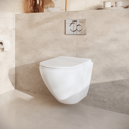 Toilette suspendue design avec réservoir encastré - Blanc - Linea