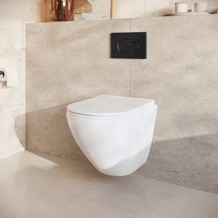 Toilette suspendue design rond avec réservoir encastré - blanc - Linea