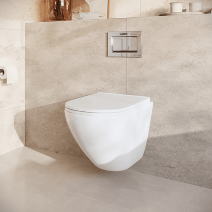 Toilette suspendue sans bride avec réservoir encastré - Blanc - Linea