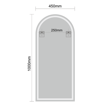 Miroir salle de bains design arc avec éclairage LED réglable - 45 cm - Tunis