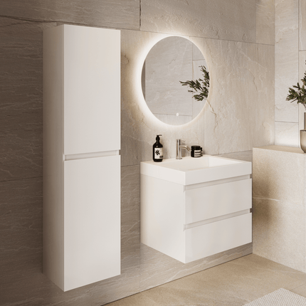 Meuble de salle de bain suspendu blanc brillant avec vasque inclinée - Blanc - 60 cm - Azuro
