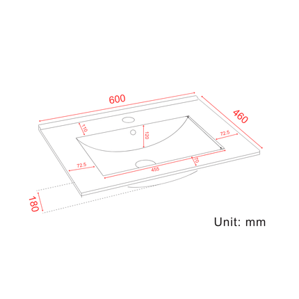 Meuble de salle de bain suspendu design avec vasque en marbre minéral - blanc - 60 cm - Marenza