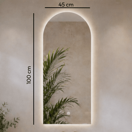 Miroir salle de bains design arc avec éclairage LED réglable - 45 cm - Tunis