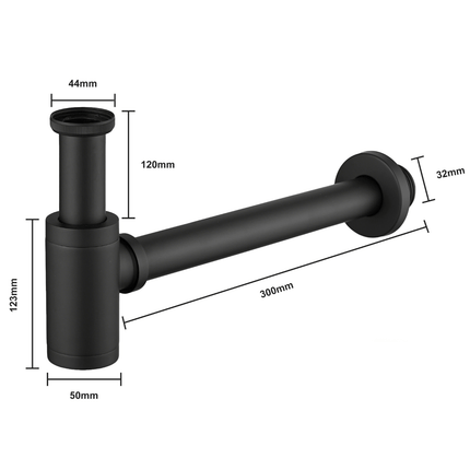 Siphon lavabo finition noir mat - 4,4 cm - DS CONCEPT