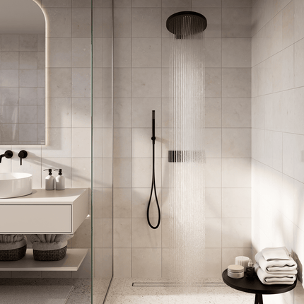 Douche encastrée design contemporain avec mitigeur thermostatique - noir mat - Angie