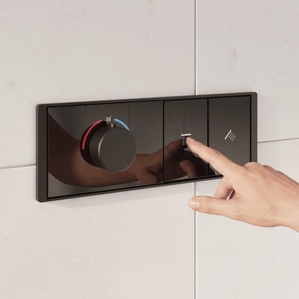 Douche encastrée design contemporain avec mitigeur thermostatique - noir mat - Angie