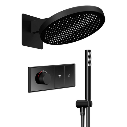 Douche encastrée design contemporain avec mitigeur thermostatique - noir mat - Angie