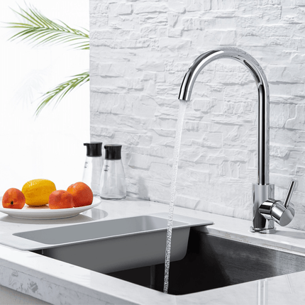 Mitigeur de cuisine design épuré avec bec pivotant - chrome - 18 cm - APOLLO