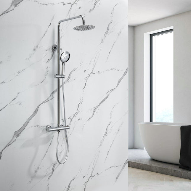 Douche à effet pluie avec mitigeur thermostatique - chrome - 27,7 cm - Ariël