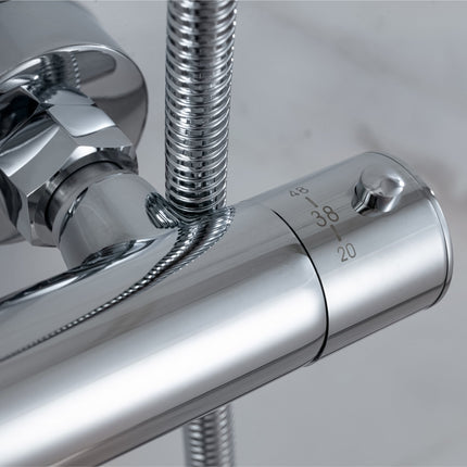 Douche à effet pluie avec mitigeur thermostatique - chrome - 27,7 cm - Ariël