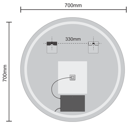 Miroir de salle de bains avec éclairage LED et fonction anti-buée - 70 cm - Atlanta