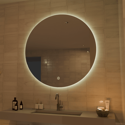 Miroir rond avec fonction anti-buée et éclairage LED réglable - 100 cm - AUSTIN