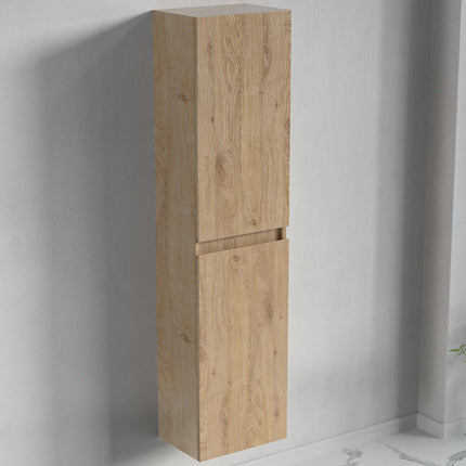 Ensemble meuble de salle de bain suspendu avec vasque blanche - Chêne clair - 60 cm - Avalon