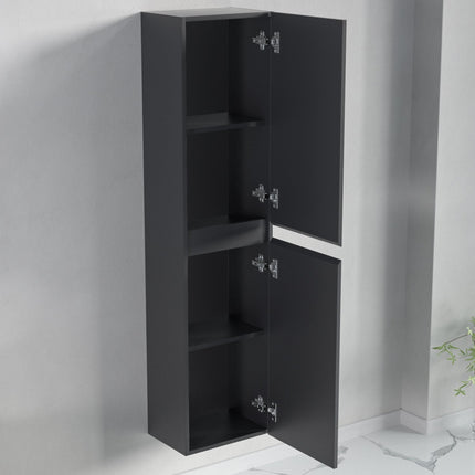 Ensemble meuble de salle de bain suspendu avec vasque noire - Noir mat - 60 cm - Avalon