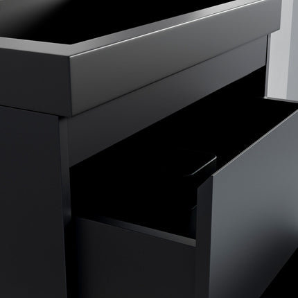 Ensemble meuble de salle de bain suspendu avec vasque noire - Noir mat - 60 cm - Avalon