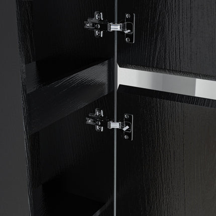Meuble de salle de bain suspendu avec vasque noire - Chêne noir - 60 cm - Avalon